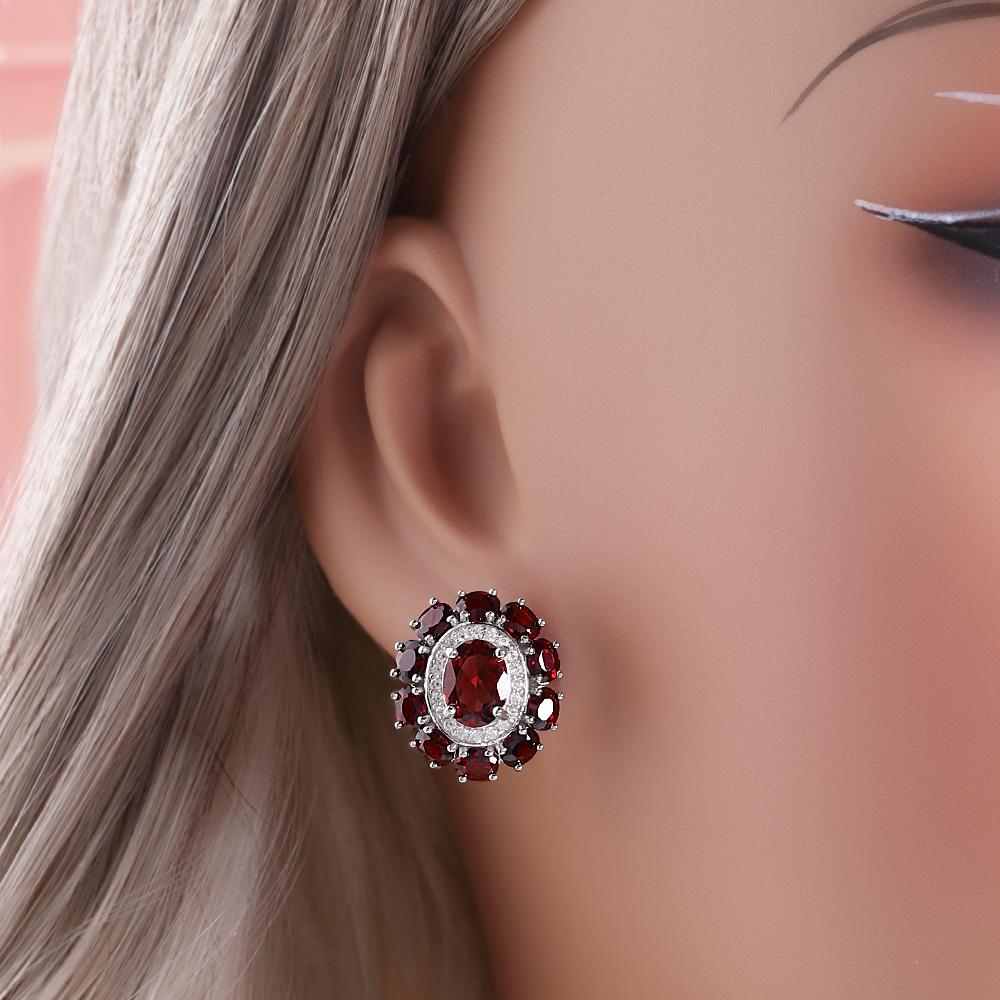 2026, 925 Sterling Silver Ring Earrings Pendant Necklace Natural Garnet January Birthstone Jewelry Set for Women's Banquet Gifts