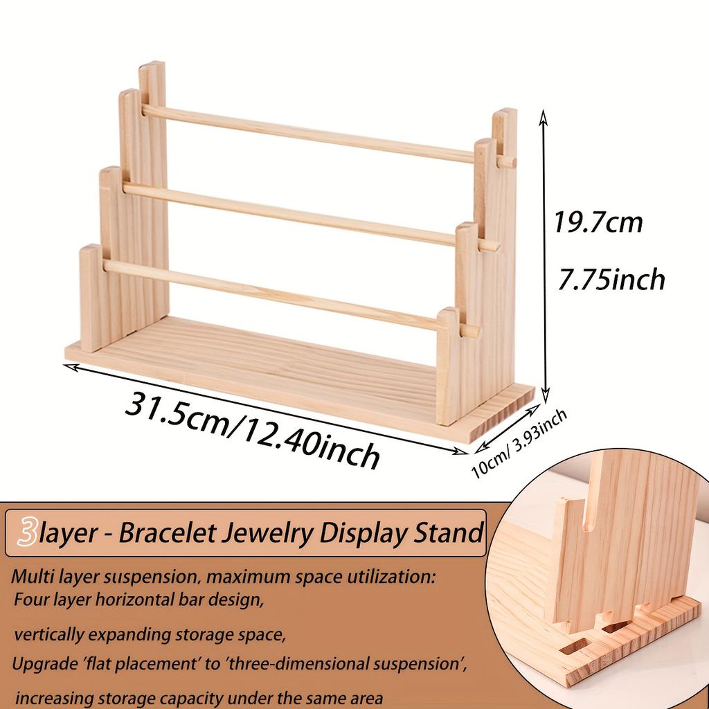 1pc multi-functional wooden bracelet tiered display stand headband hairbandjewelry hanging rack bracelet displayprop festivegift