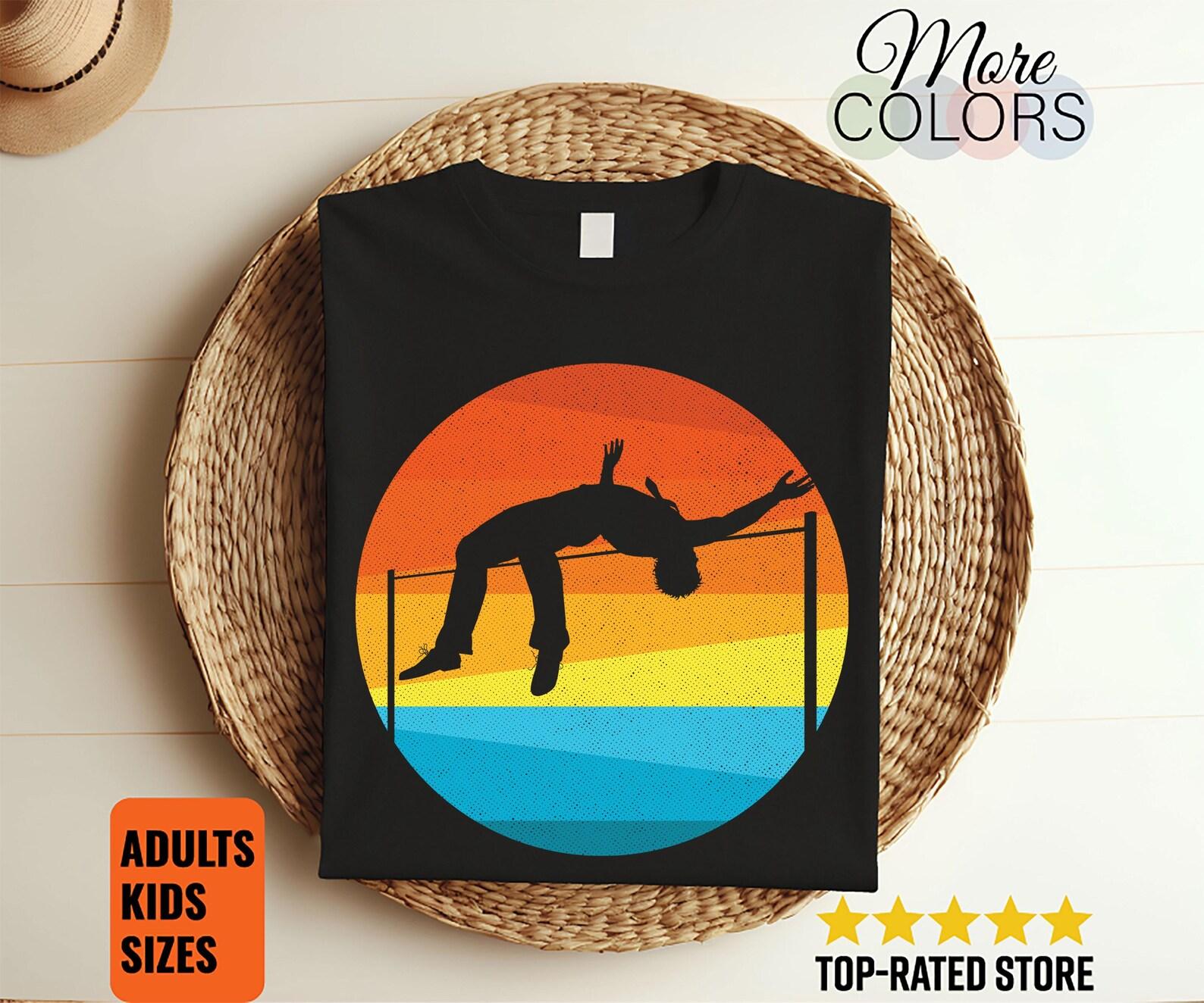 High Jump Vintage Retro Jumping Lover Jumper Gifts T-Shirt, High Jump Athletics Competition Fans Athletics, High Jumpers Birthday Present, 110