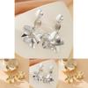 Elegant Metal Punk Design Teardrop Earrings Vintage Flower Gold Silver