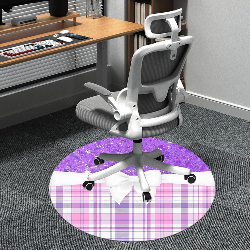 

1pc Purple Plaid Bow Carpet for Office, Non-slip, Soft and Durable Office Rug, Perfect for Office yy260128047 80cm by 80cm