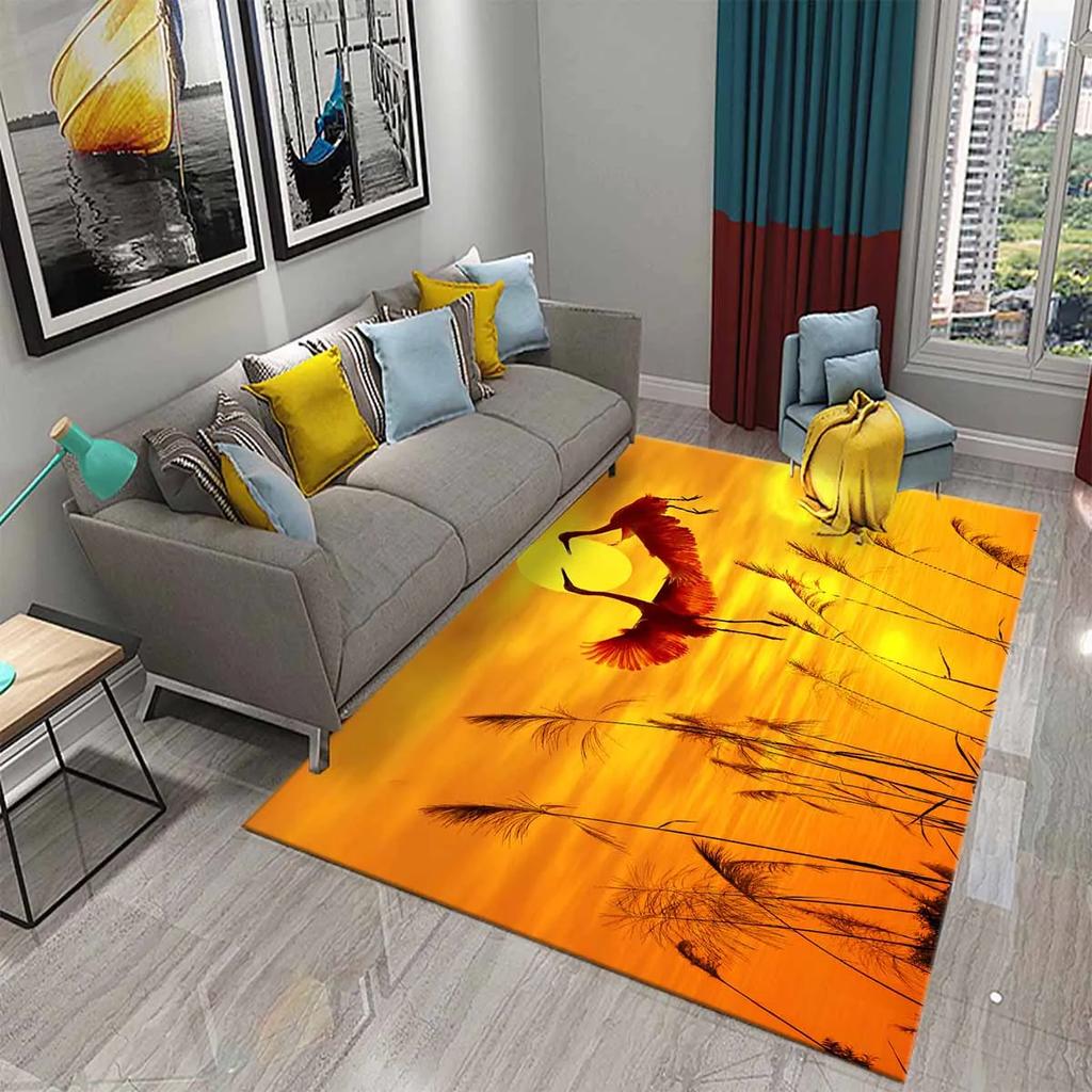 Hummingbird Flowers Rugs for Living Room Lovely Wild Animal Carpet Soft Floor Mat Wildlife Rugs for Bedroom Decorative Area Mats