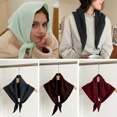 1 düz renk kışlık sıcak ve şık eşarp, yünü taklit eden şık üçgen eşarp, Kore tarzı basit örgü