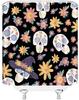 Gothic Shower Curtain Skull Floral Boho Spooky Halloween Festival Black Purple Yellow Bathroom Home Curtain Decor With Hooks
