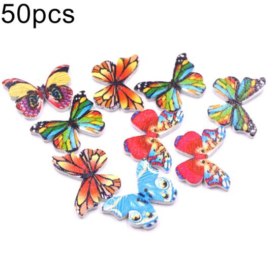 

50 шт. пуговицы-бабочки гладкие стильные прочные многоцветные деревянные пуговицы для вязания крючком