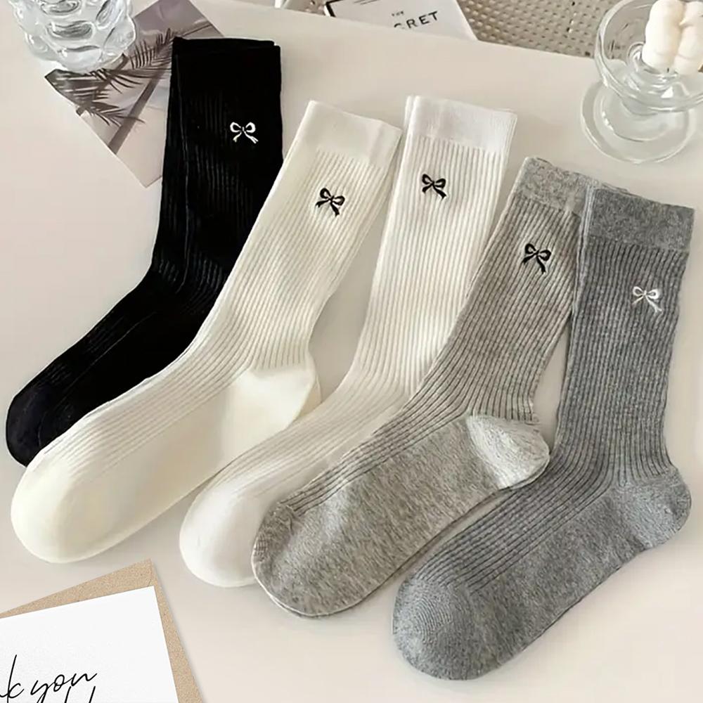 5/10 Pairs Ins Big Bow All Cute Socks Women Summer Thin Breathable Mesh Breathable Pile Socks Mid Tube Sock for Women