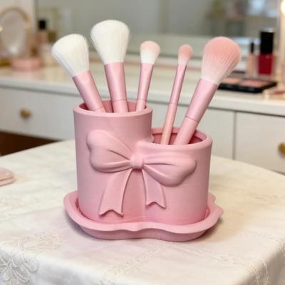 Portabolígrafos de Lazo Impreso en 3D Lindo Portalápices con Forma de Lazo Organizador de Pinceles de Maquillaje de Escritorio para Decoración de Escritorio Escolar, Hogareño y de Oficina
