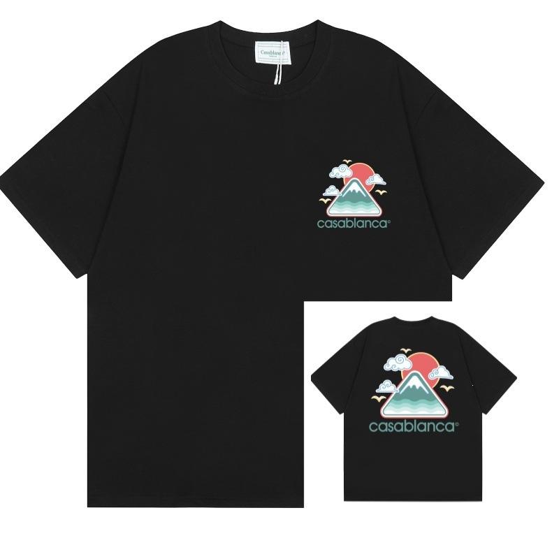 Grenzüberschreitend auf Lager exklusiv Casablanca Doppelgaze reine Baumwolle Unisex T-Shirt Hip-Hop lässig Kurzarm locker Rundhals