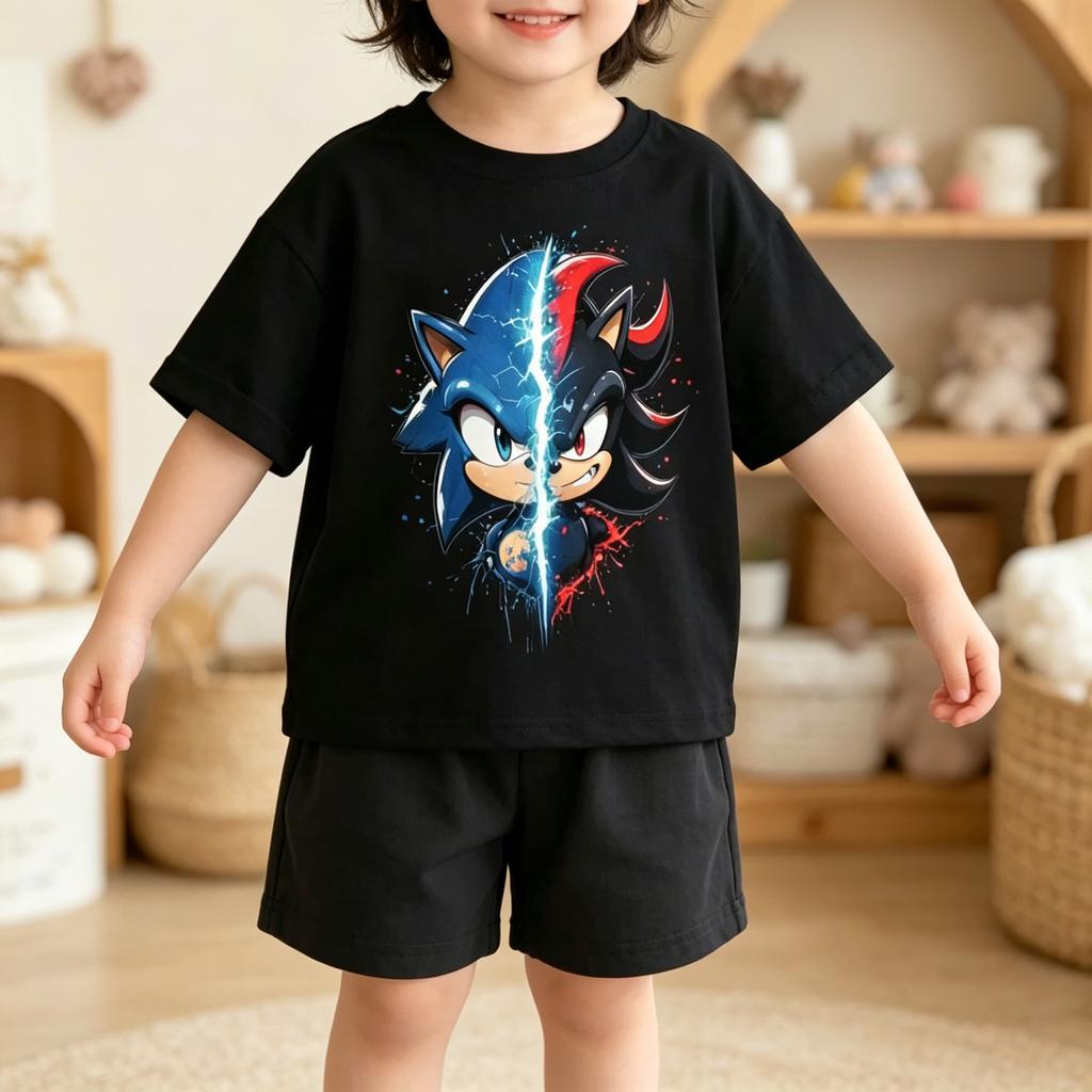 Men Women T Shirt Women Tee Boys Girls Top Adults Children Parent Child quick dry kid Tshirts Sonic vs Shadow Video Game Print