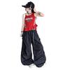 Zweiteiler im koreanischen Streetdance-Stil für Mädchen: Gestreifte ärmellose schnelltrocknende Weste & Hose mit weitem Bein.