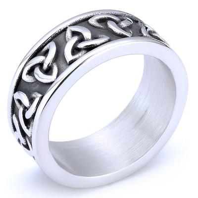 Mens Titanium Steel Viking Ring Norse Inspired Jewelry Unique Warrior Design Durable Stainless Steel Band