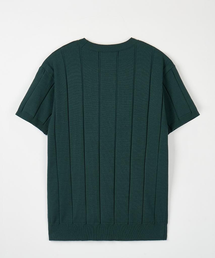 NODU Round Ribbed Short Sleeve Knit [Green]