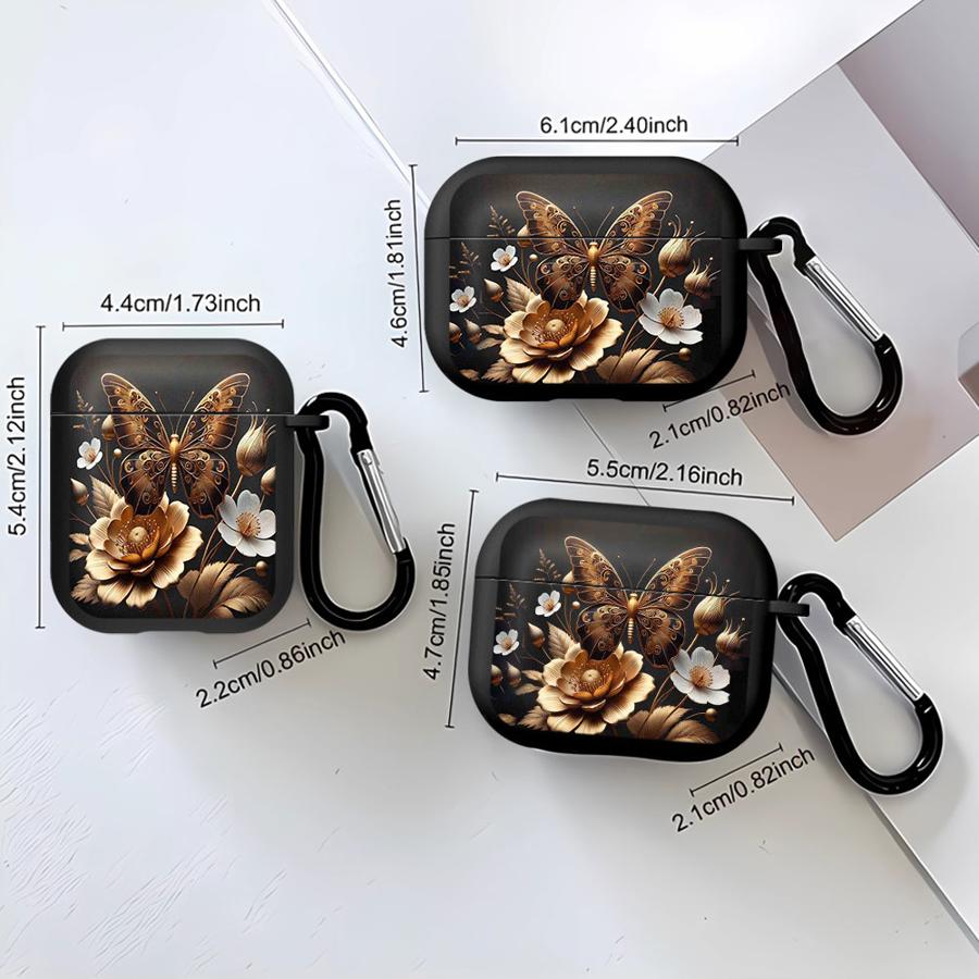 Golden Butterfly Flowers Soft Earphone Cases Cover Case For Airpods Pro3 Pro2 2 3 1 4 Pro