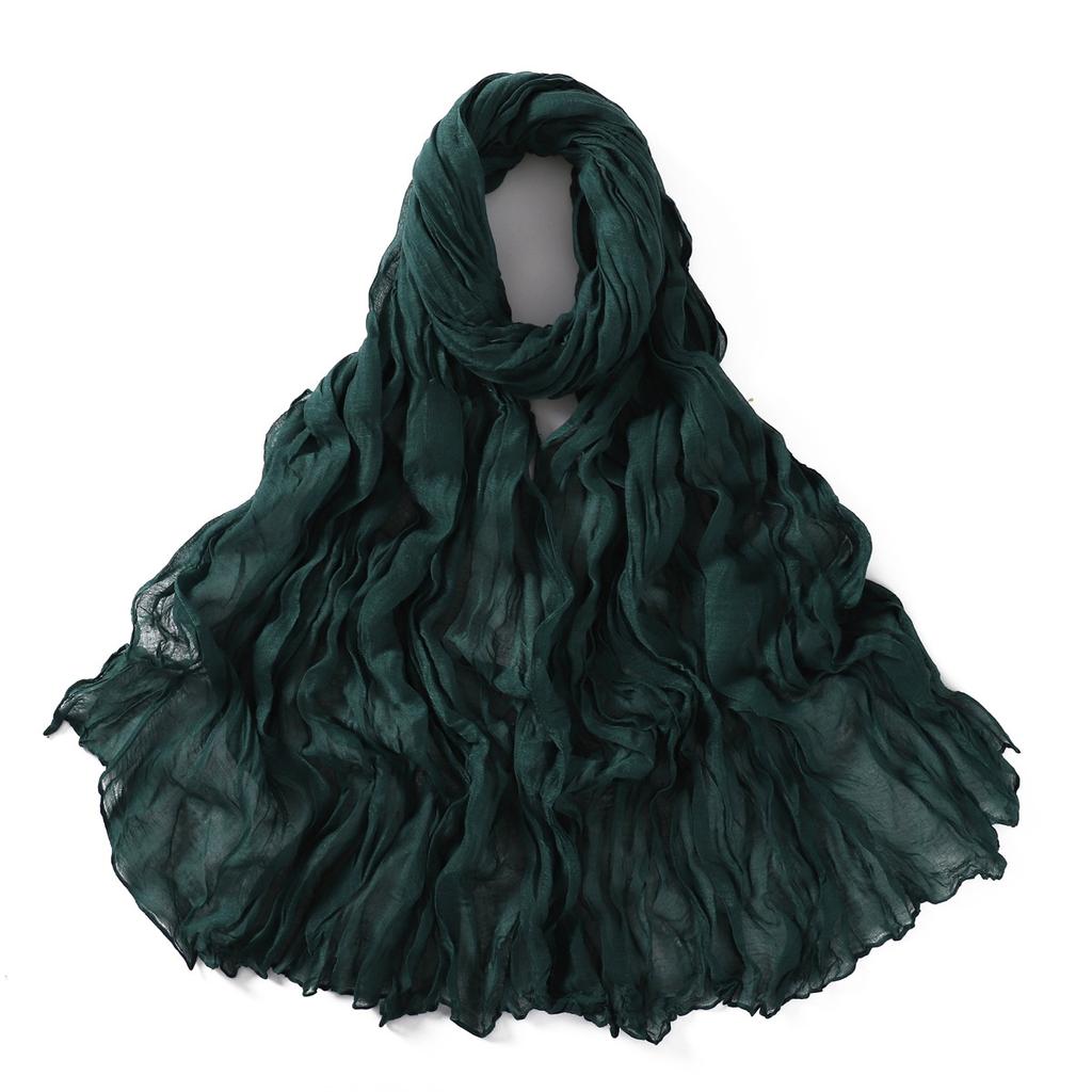 Autumn New Crumpled Scarf For Women Girls Students Solid Color Cotton Voile Thin Scarves Soft Knitting Shawl Female Wrap Shawls