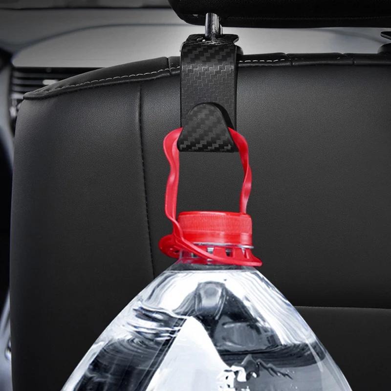 4 Stück Carbonfaser-Haken für die Kopfstütze des Autositzes, Auto-Rücksitz-Organizer, Kleiderbügel, Handtaschen- und Kleiderhalterung, Auto-Innenausstattung