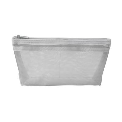 MUJI Nylon Mesh Pencil Case with 17cm Wide X 10cm High X 5cm NDE05A1S Gusset, Gray, Approx. Deep,