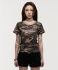 LANARCHIVE [0143] Camo Chain Embroidery Women'S Short Sleeve T-Shirt - Camo