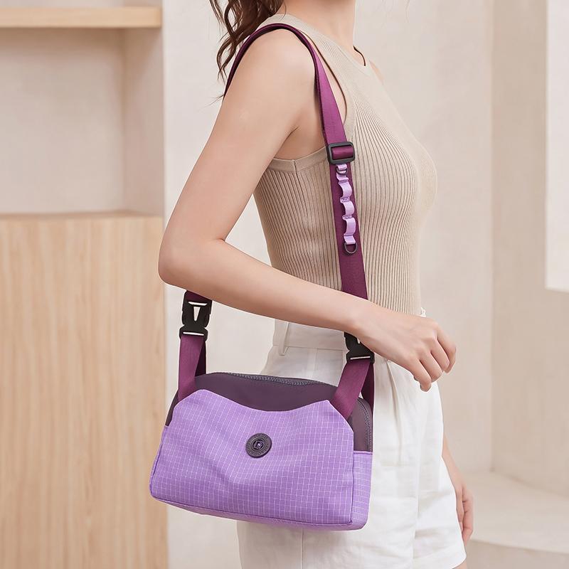 Women's Small Square Bag Contrast Shoulder Bag Water-repellent Nylon Bag