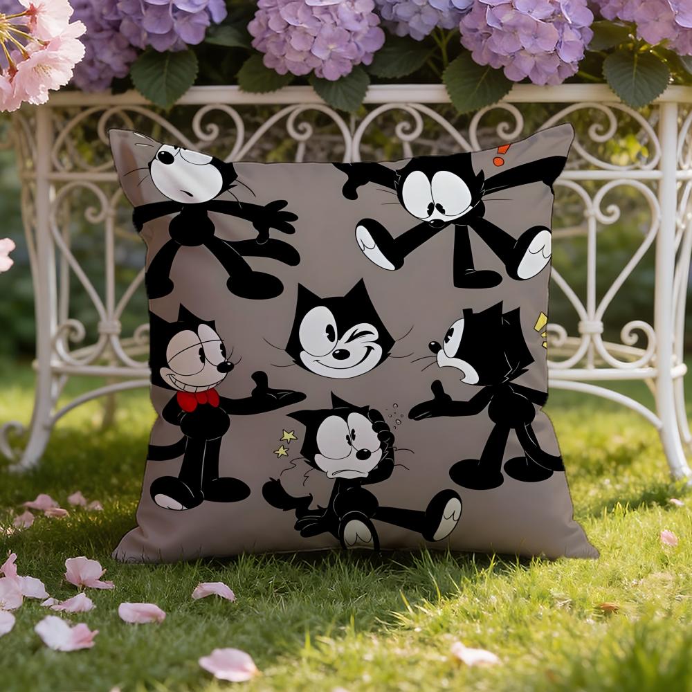 Cartoon F-Felix the Cat Cushion Cover Home & Car Dual-Scene Pillow Cover: Reversible for Premium Comfort