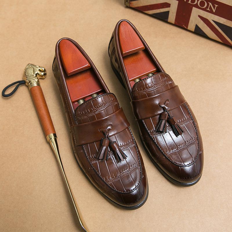 Men's Plus Size Cross-Border Tassel Loafers: British Style Leather Shoes for Autumn and Spring (Sizes 38-46)