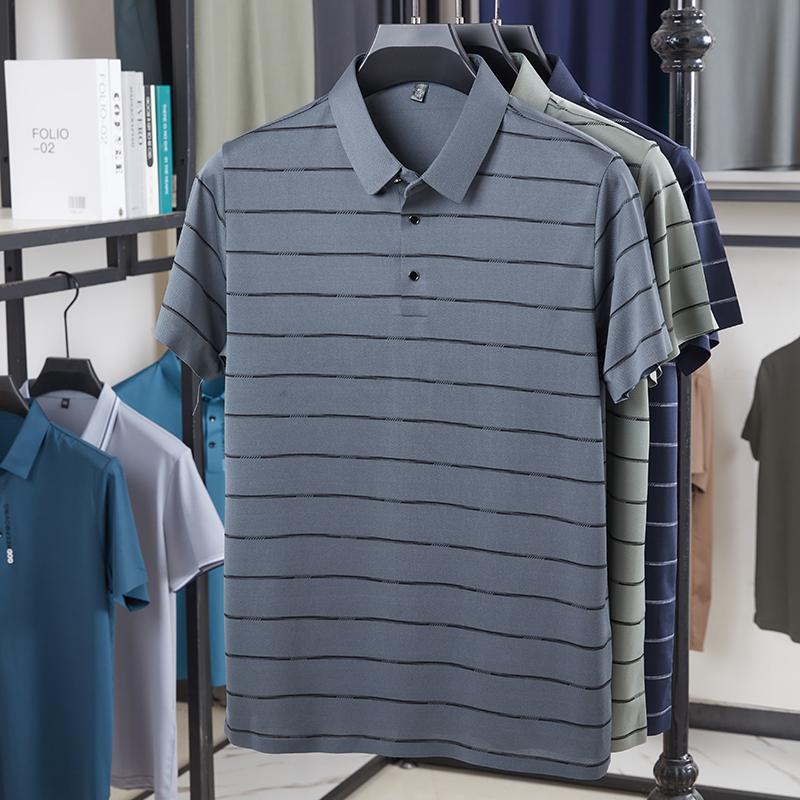 Men's Short Sleeved T-shirt Summer Middle Aged Fashion Half Sleeved Flip Collar Polo Shirt