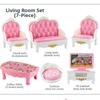 1Set Pink Kid Toys Kitchen Bedroom 4 Styles Living Room Bathroom  Doll Game Accessoies