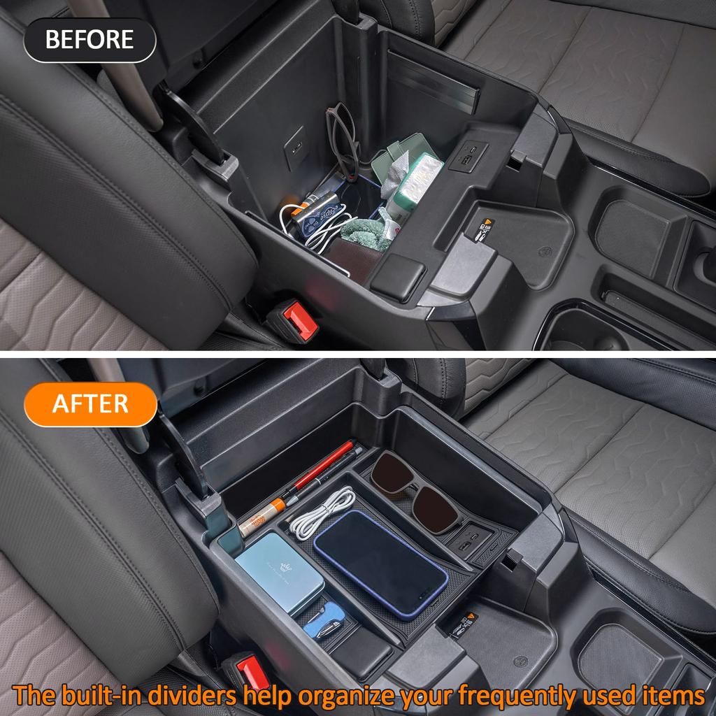 Center Console Organizer Tray for 2025-2025 Chevy Silverado 1500/GMC Sierra 1500 Container Armrest Storage Box Car Accessories