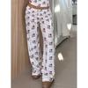 Europäische und Amerikanische Liebesbrief-Print Lässige Hose, Lockerer und Fauler Stil, Weite Hosen für Damen im Herbst