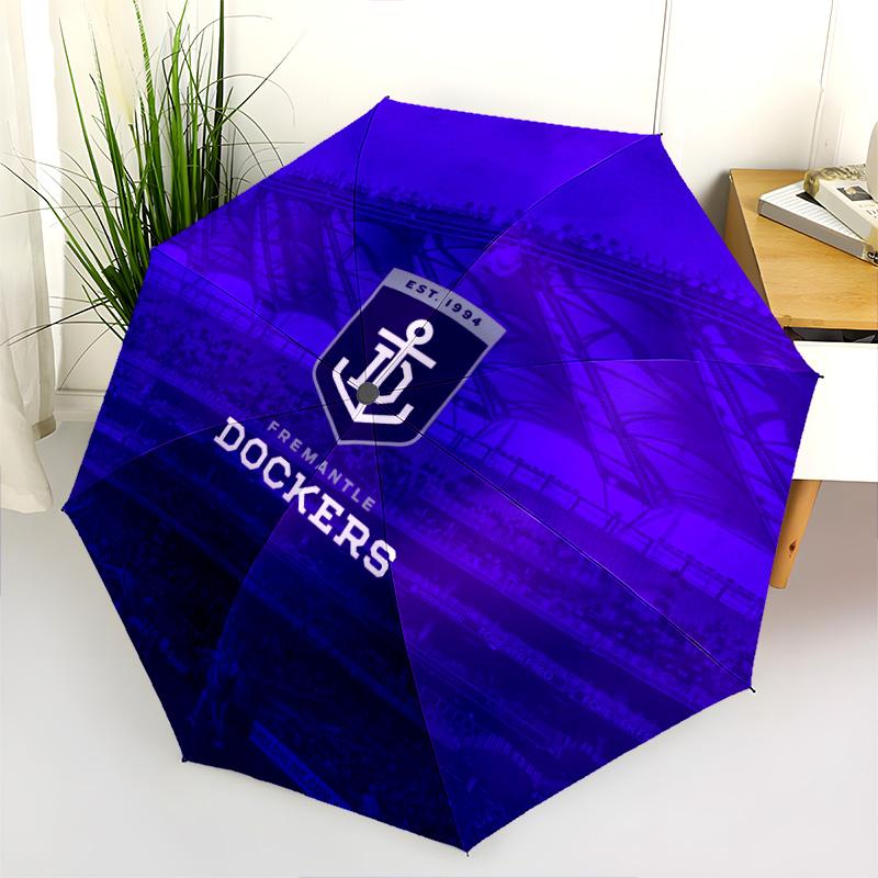 Modello Fremantle Dockers, ombrello pieghevole automatico, design portatile e pieghevole, 8 stecche, un regalo di Natale o di compleanno.