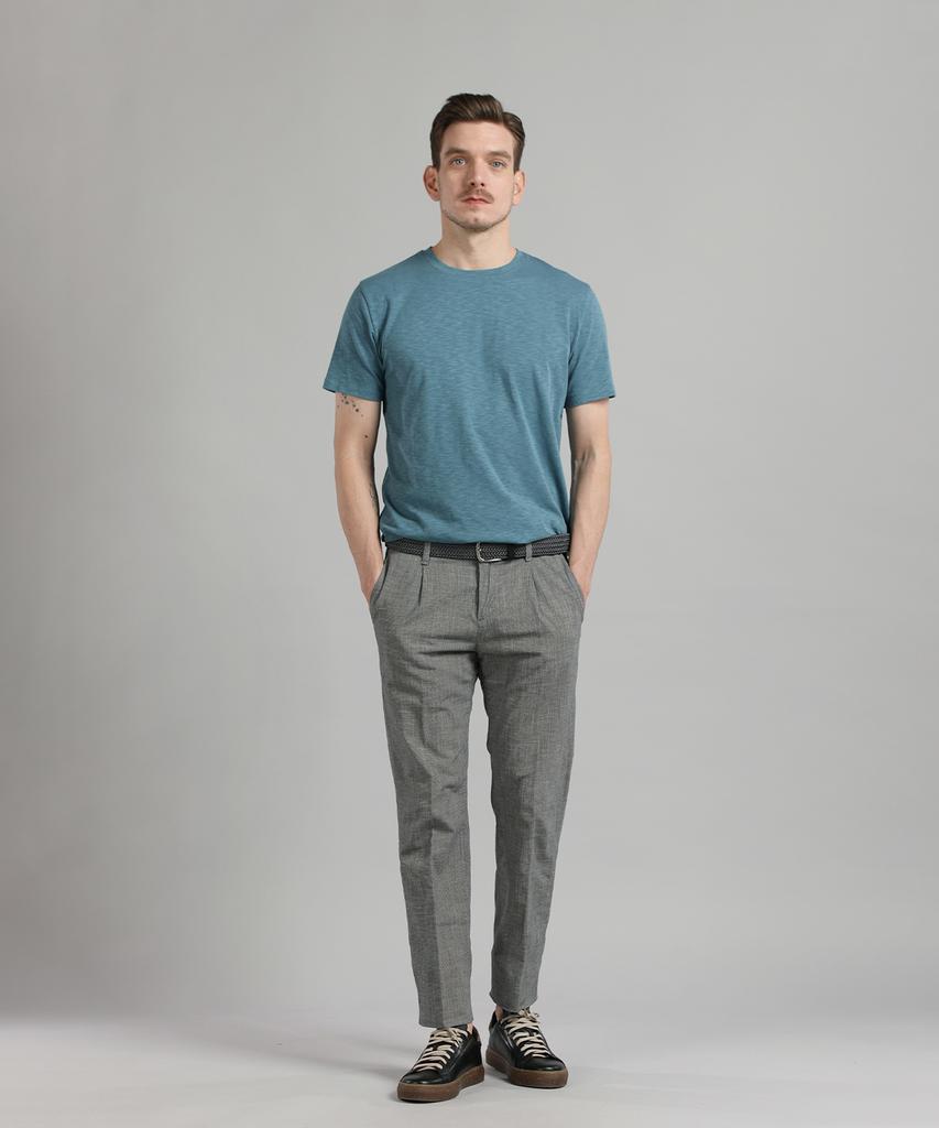 PANICALE Gray Micro Pattern Cotton Blend Pants