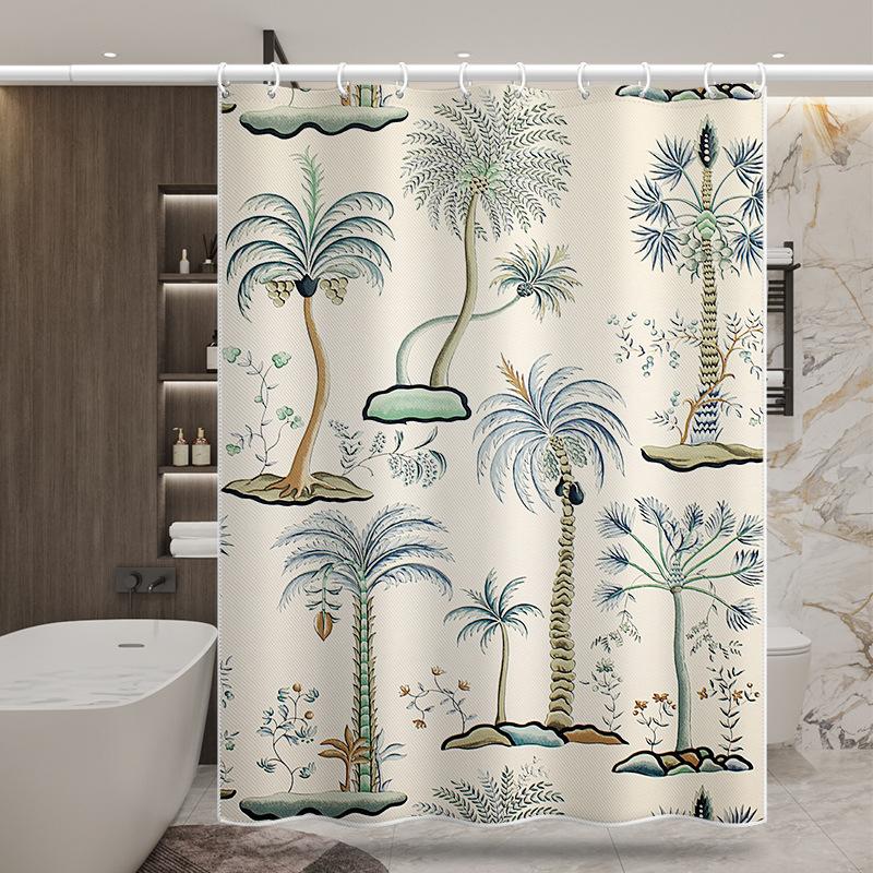 Bathroom Thickened Waterproof Curtain Mildew Proof Shower Curtain Shower Partition Curtain Shower Curtain Bathroom Curtain Free Perforation