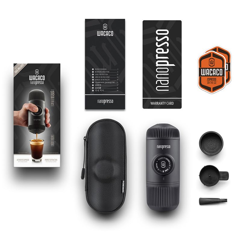 Genuine WACACO Nanopresso Portable Mini Espresso Maker for Pressed Coffee Includes Case Powder,
