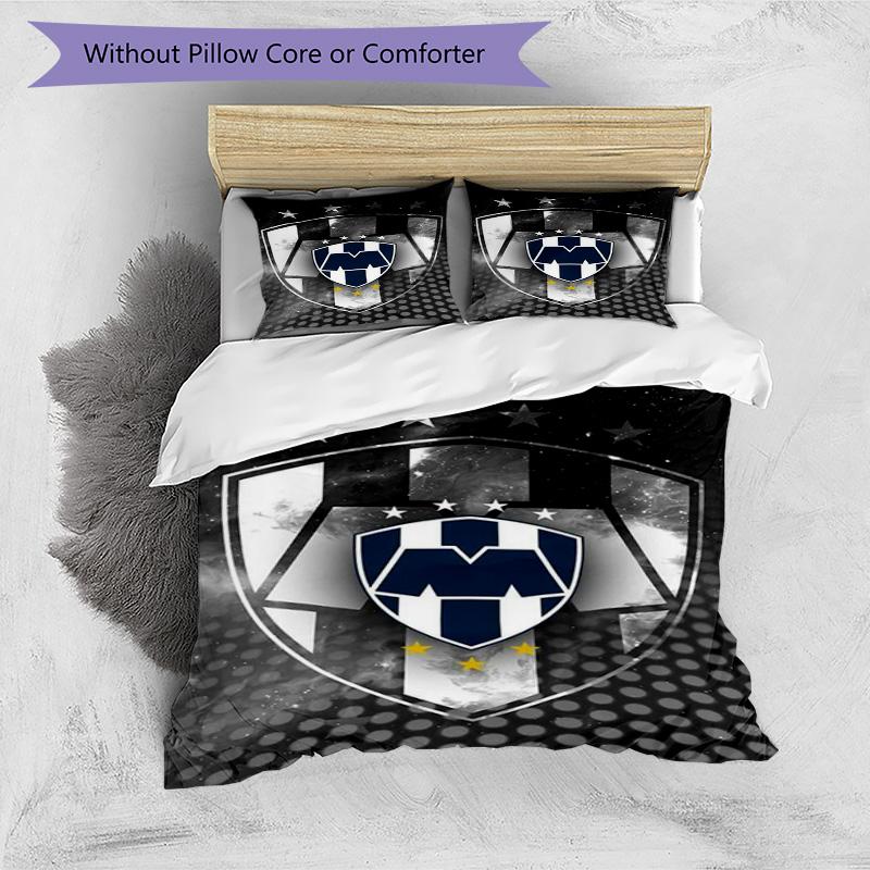 C.F.Monterrey Football Crest Art Printed Pattern Duvet Cover Set – includes 1 duvet cover and 2 matching pillowcases Bedroom decor Christmas gifts