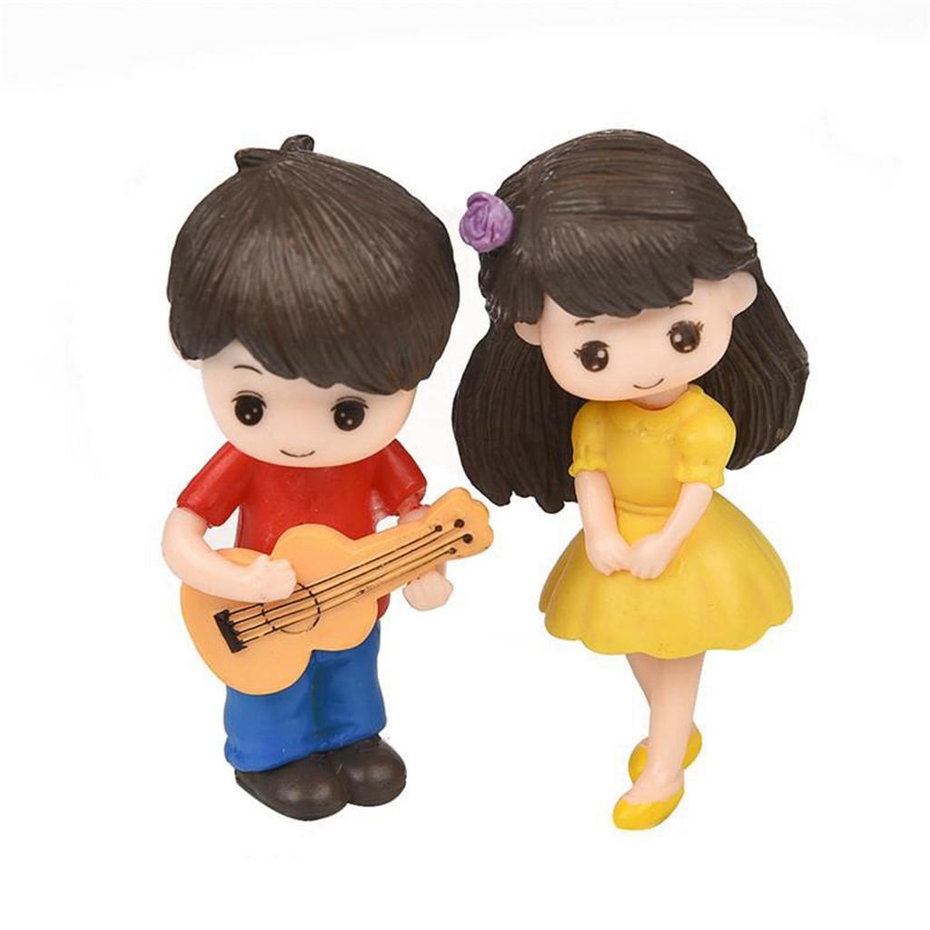 Day Creative Craft Mini Cake Decoration Resin Dolls Miniature Couple Figurines Boy Girl Ornaments