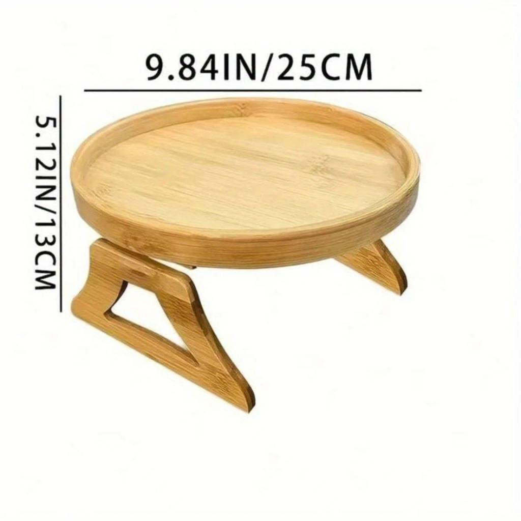 2026 Wooden Sofa Armrest Tray Circular Clip on Breakfast Tray Home Use Foldable Sofa Side Table Snack Integrated Storage Tray