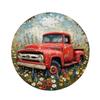 Old Style Trucks Theme Round Metal Aluminum Sign Art Desktop Decorative Plates for Bar Garage Club Yard Home Office Wall Decor