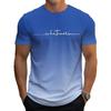 Summer Round Neck 3D Gradient Letters Print Top Fashionable Casual Short Sleeved Men's T-shirts
