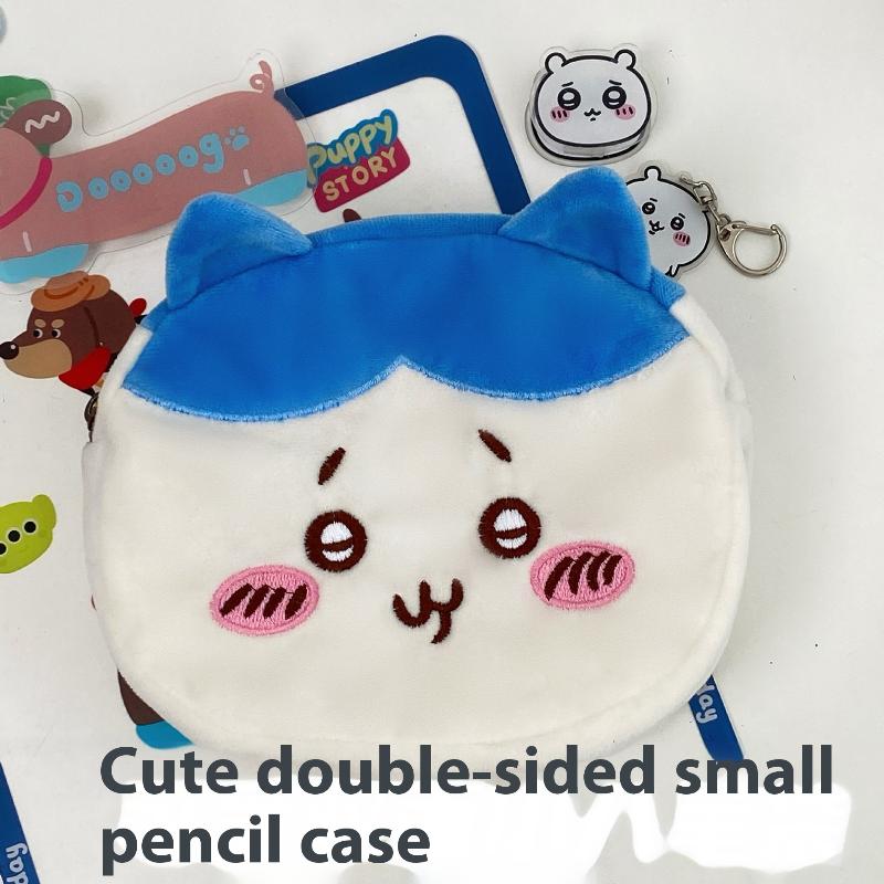 1 Piece Usagi Hachiware Plush Office School Stationery Pen Bag Chiikawa Double-Sided Pencil Case Cosmetic Bag Students Gifts