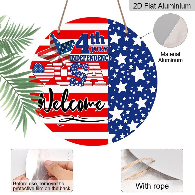 2D Flat Retro Aluminum Wall Stickers In Various Sizes. Independence Day Theme, Fourth of July American Flag, USA Door Decoration/welcome Sign. Ideal