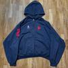 Unisex Hooded Zip-Up Sweatshirt With Letter Print Loose Fit Streetwear Casual Top