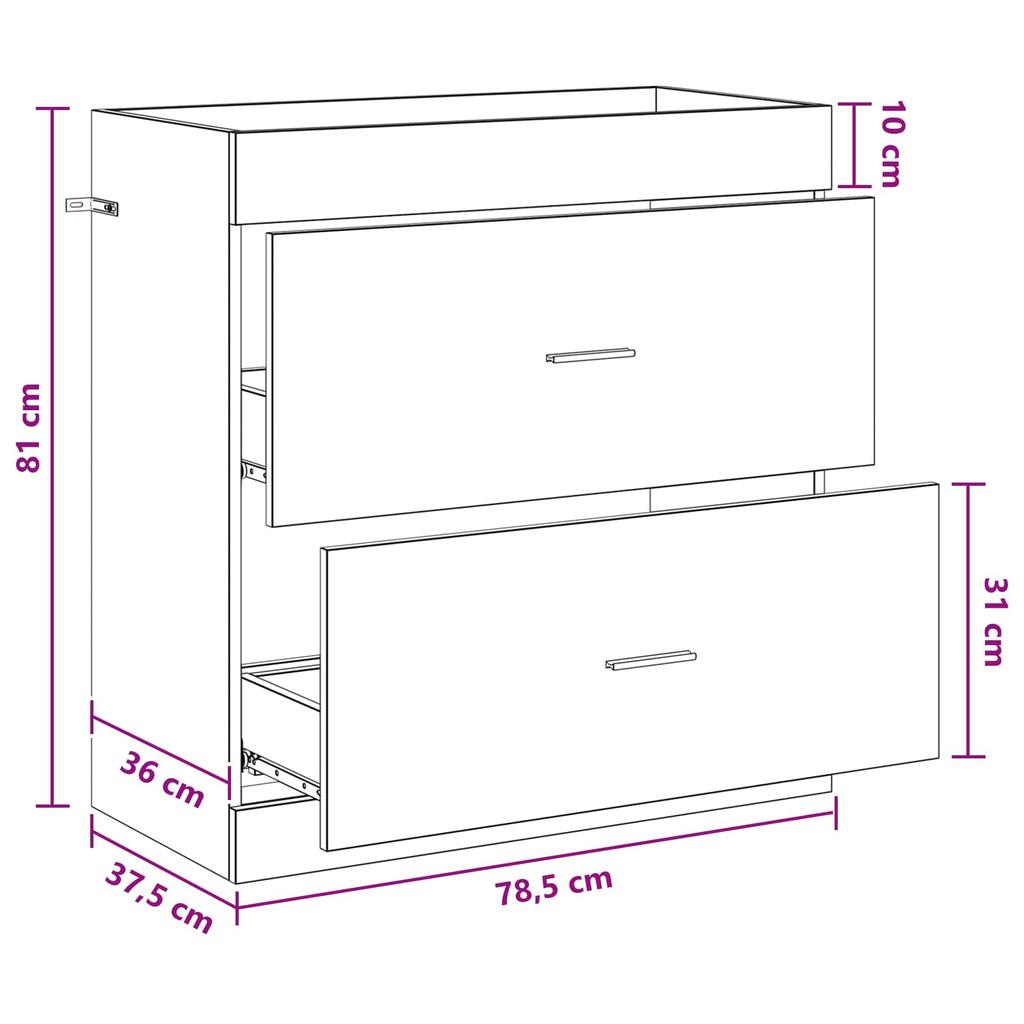Bathroom Vanity Unit Smoked Oak 78.5 x 37.5 x 81 cm