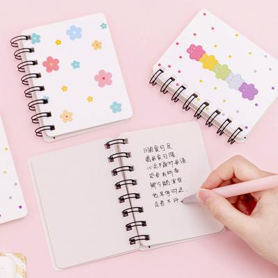 2Pcs Cartoon Coil Notebook Mini A7 Portable Spiral Memo Pad for Students Cute Flower Notebook for Journaling School Travel