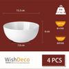 WishDeco Bowl Set of 4: Salad Bowls (600ml), Ramen Bowls, Soup Bowls, White, 15cm Diameter, Microwave and Dishwasher Safe.