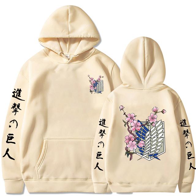 Japanese Anime Graphic Hoodies Men Attack On Titan Pullover Sweatshirt Unisex