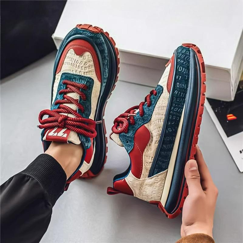 Men Sneakers Platform Casual Shoes Trend Height Increase Sports Shoes Lace-up Outdoor Running Shoe Pu Leather Non Slip Men Shoes