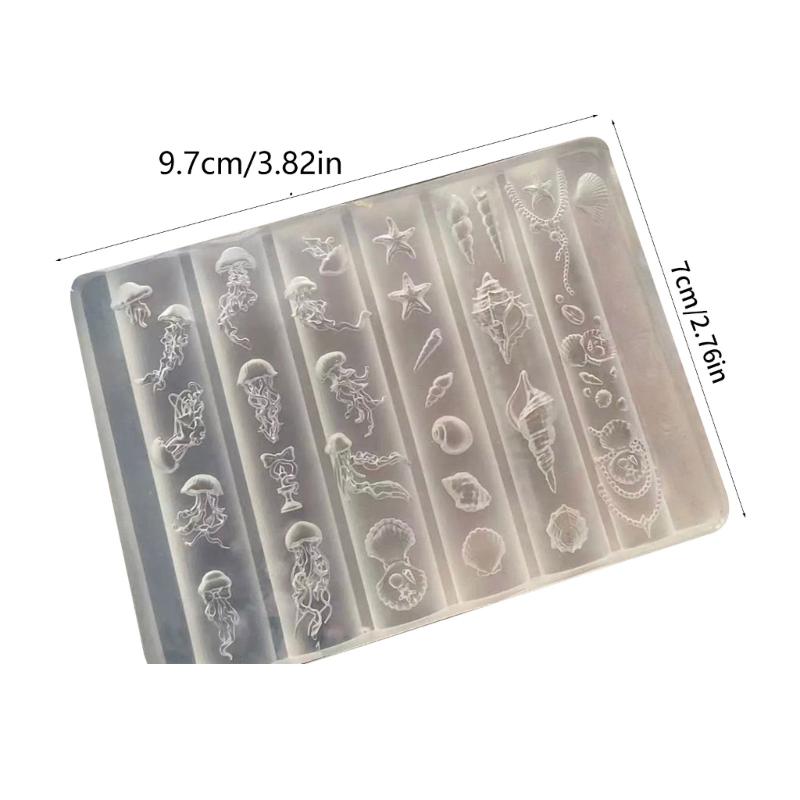 Easy Cleaning Ocean Series Nail Art Silicone Mold Flexible Reusable Manicure Nail Charm Mold For DIY Nail Decorations