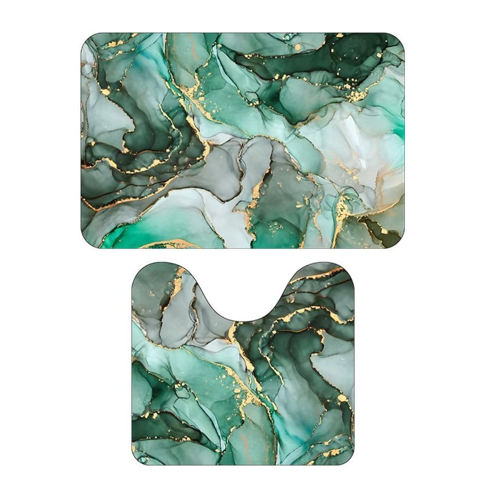 Marble Pattern Toilet Rug Set Anti-slip Toilet Door Mat New Bathroom Carpet Set Home