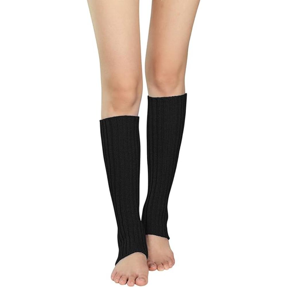 

Женские зимние теплые носки Неоновые вязаные гетры Ребристые яркие цветные носки без стопы Гетры разноцветные Один размер 1pcs чёрный