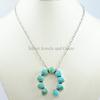 Arizona Turquoise Squash Blossom Necklace, 925 Sterling Silver Paper Clip Chain