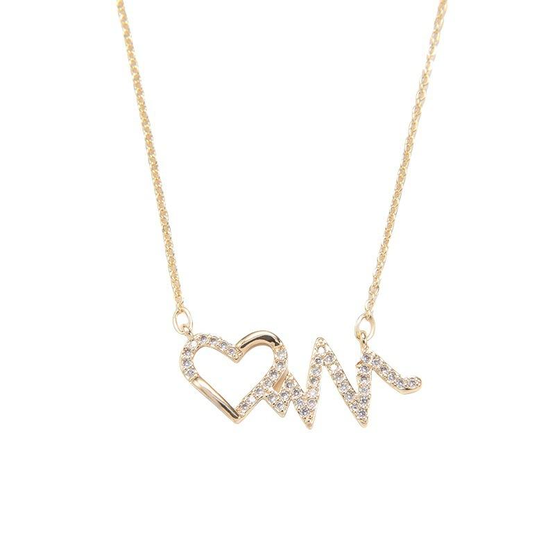 Heartbeat love necklace female niche design pendant light luxury high sense pendant collarbone chain versatile jewelry wholesale